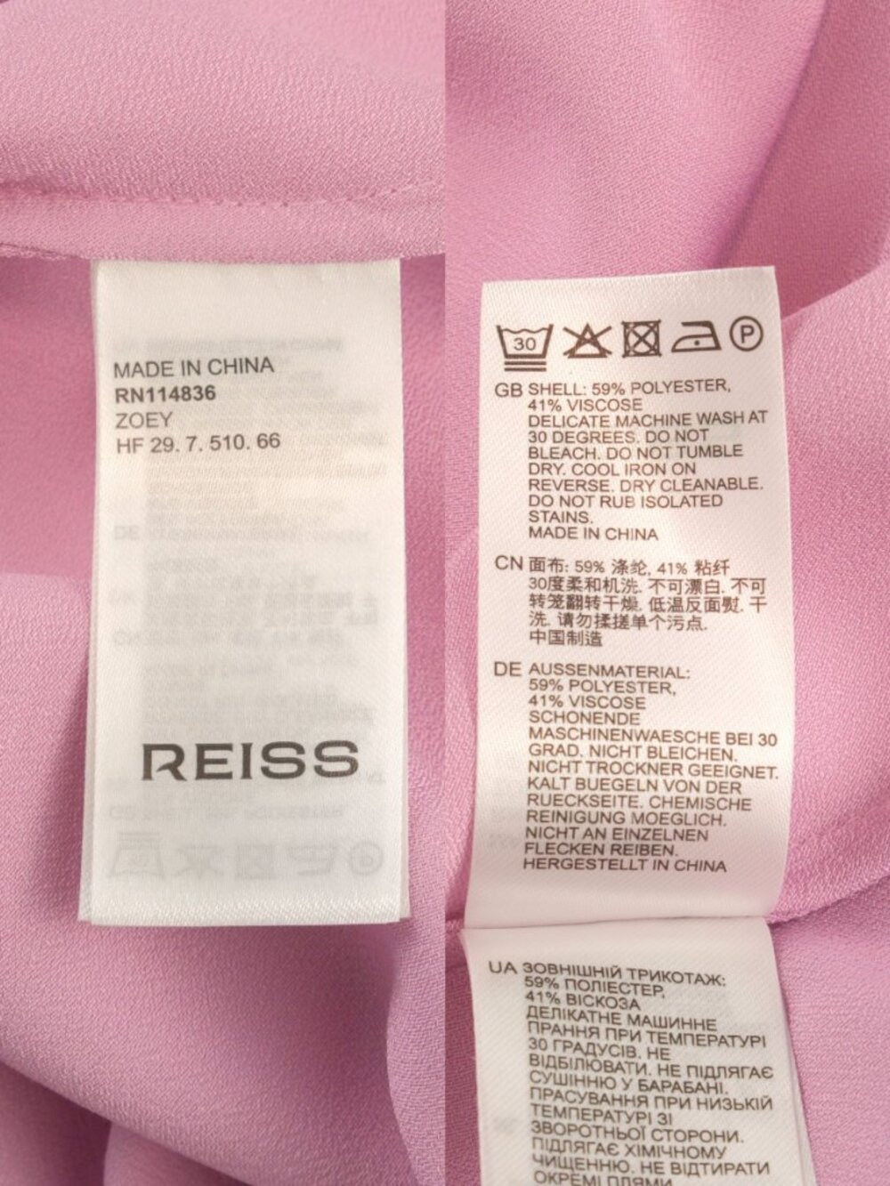 Reiss Zoey Satin Drape Ruched Midi Slip Dress, Light Pink, US 8 - Picture 10 of 11